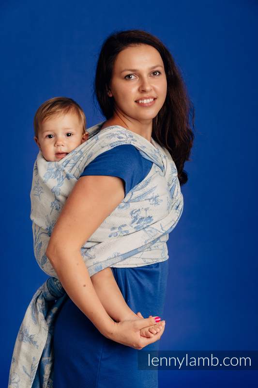 Baby Wrap, Jacquard Weave (100% cotton) - HERBARIUM - CORNFLOWER MEADOW - size M #babywearing