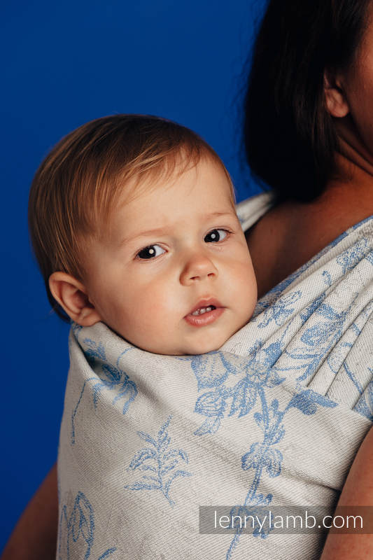 Baby Wrap, Jacquard Weave (100% cotton) - HERBARIUM - CORNFLOWER MEADOW - size XL #babywearing