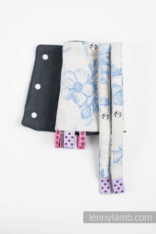 Drool Pads & Reach Straps Set, (60% cotton, 40% polyester) - HERBARIUM - CORNFLOWER MEADOW #babywearing