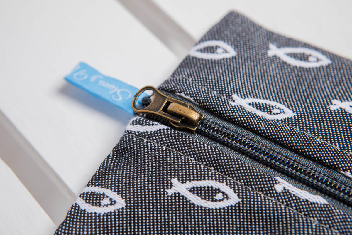 Piórnik z materiału żakardowego, (100% bawełna) - ICHTYS - GRAFITOWY #babywearing