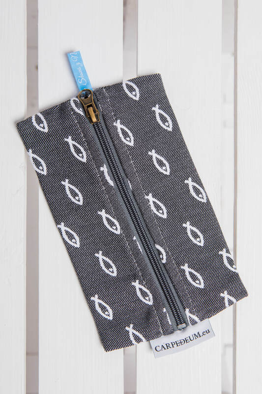 Piórnik z materiału żakardowego, (100% bawełna) - ICHTYS - GRAFITOWY #babywearing