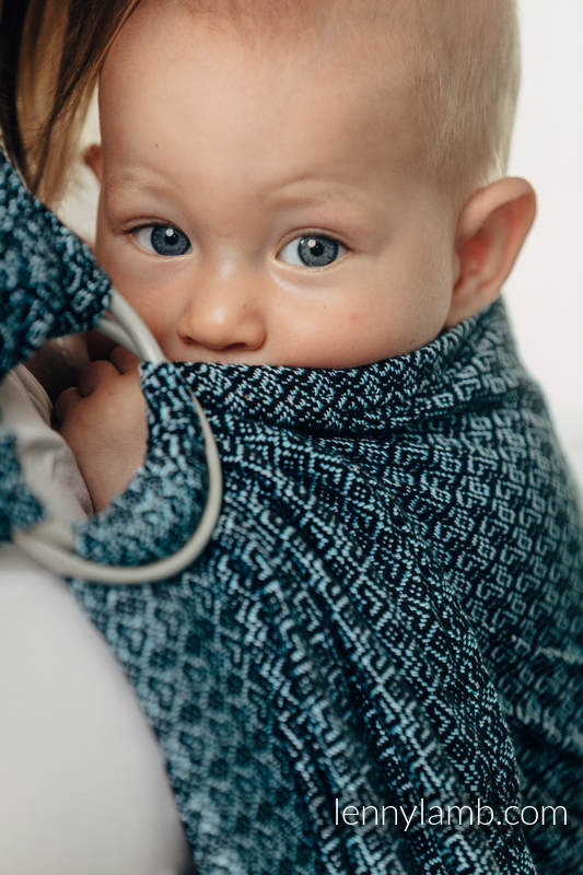 Bandolera de anillas Línea Básica - LITTLELOVE OCEAN  BLUE - 100% algodón, tejido jacquard - con plegado simple - standard 1.8m #babywearing