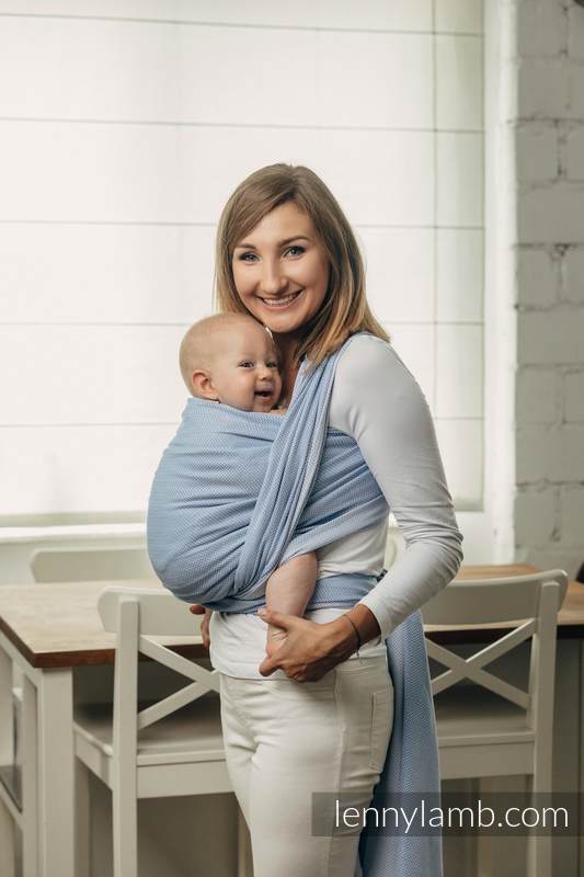 Baby Wrap, Herringbone Weave (100% cotton) - LITTLE HERRINGBONE BLUE - size L #babywearing