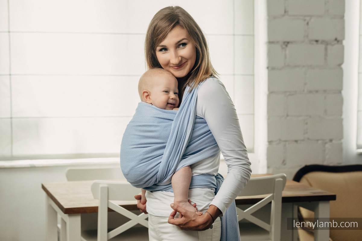 Baby Wrap, Herringbone Weave (100% cotton) - LITTLE HERRINGBONE BLUE - size S #babywearing