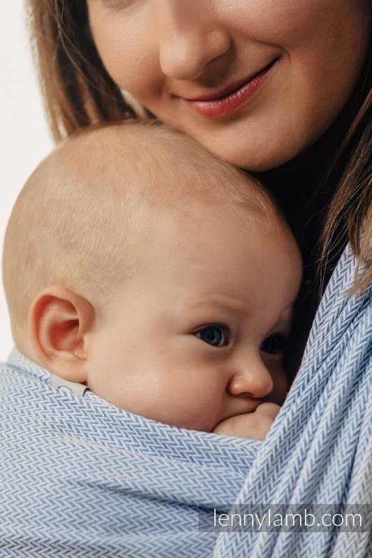 Baby Wrap, Herringbone Weave (100% cotton) - BASIC LINE -  LITTLE HERRINGBONE BLUE - size XL (grade B) #babywearing