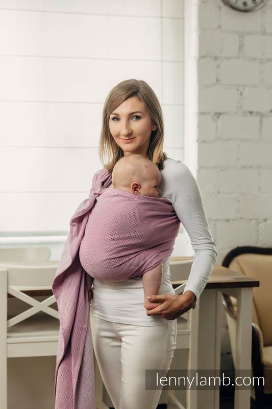 Chusta kółkowa do noszenia dzieci, tkana splotem jodełkowym, bawełna, ramię bez zakładek - MAŁA JODEŁKA PURPUROWA - standard 1.8m (drugi gatunek) #babywearing
