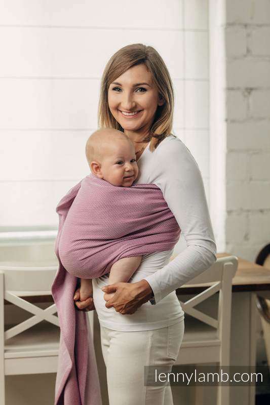 Chusta kółkowa do noszenia dzieci, tkana splotem jodełkowym, bawełna, ramię bez zakładek - MAŁA JODEŁKA PURPUROWA - standard 1.8m (drugi gatunek) #babywearing