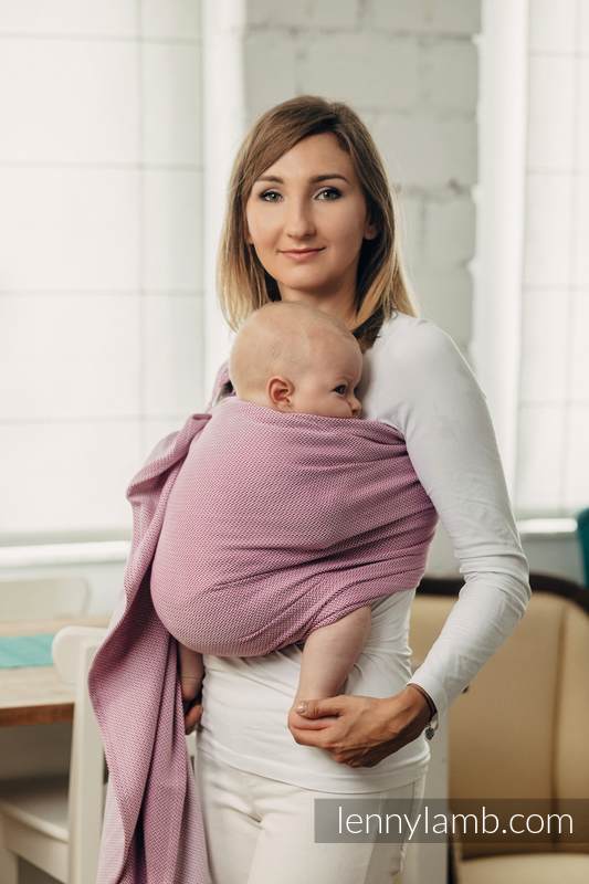 Sling de la gamme de base, d’écharpes (100 % coton) - avec épaule sans plis - LITTLE HERRINGBONE PURPLE - standard 1.8m #babywearing