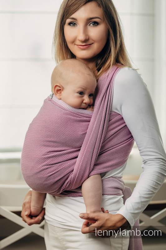 Chusta do noszenia dzieci, tkana splotem jodełkowym, bawełna - MAŁA JODEŁKA PURPUROWA - rozmiar XL #babywearing