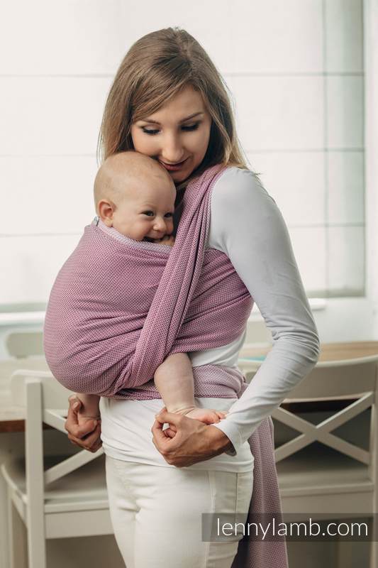 Chusta do noszenia dzieci, tkana splotem jodełkowym, bawełna - MAŁA JODEŁKA PURPUROWA - rozmiar XS (drugi gatunek) #babywearing