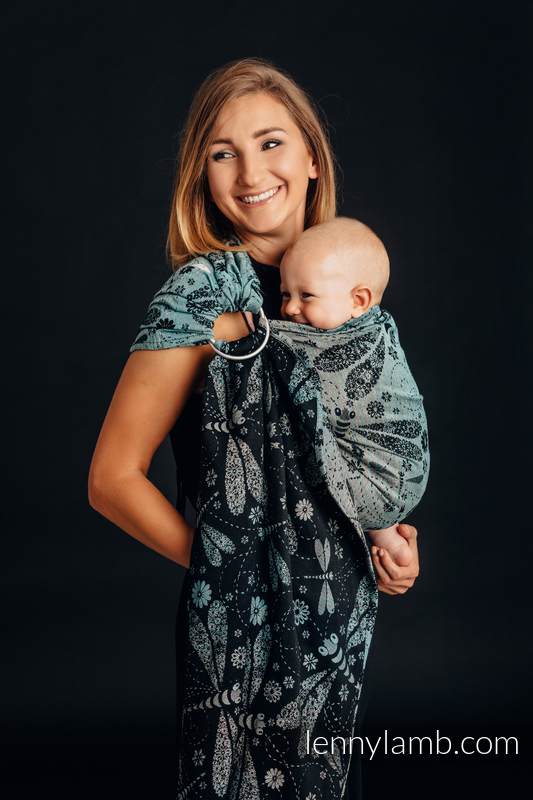 Sling, jacquard (60% Coton, 28% Lin, 12% Soie tussah) - DRAGONFLY - TWO ELEMENTS - standard 1.8m #babywearing