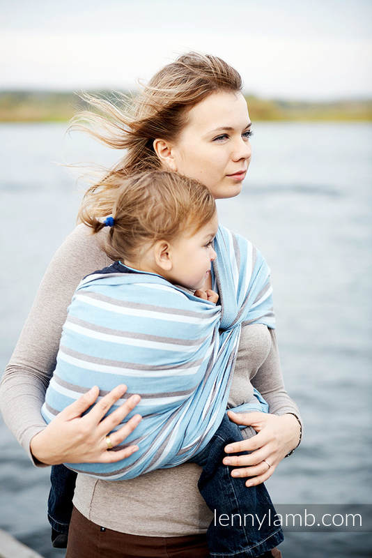 Chusta do noszenia dziecka, tkana splotem skośno-krzyżowym - Błękitny Poranek - rozmiar L #babywearing