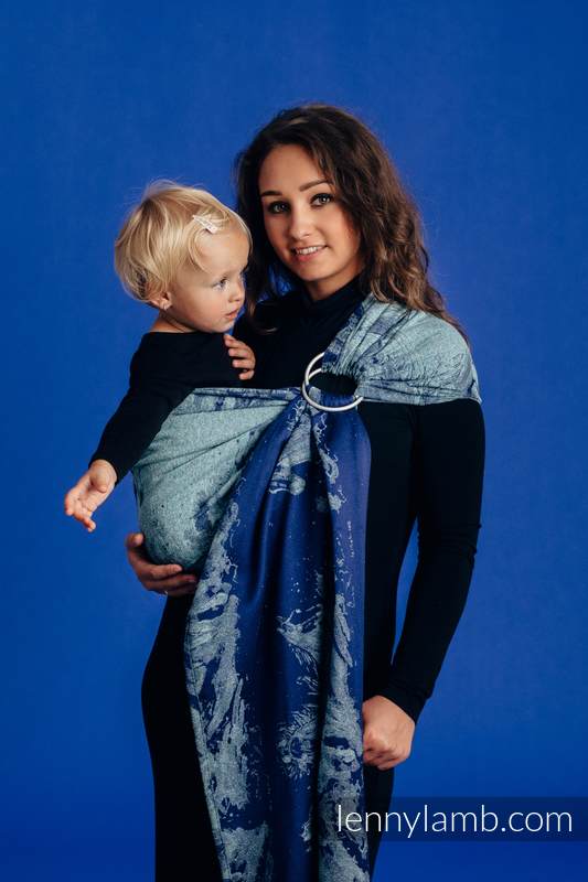 Żakardowa chusta kółkowa do noszenia dzieci, ramię bez zakładek - 62% bawełna, 38% jedwab - GALOP - W POGONI ZA SPOKOJEM - long 2.1m #babywearing