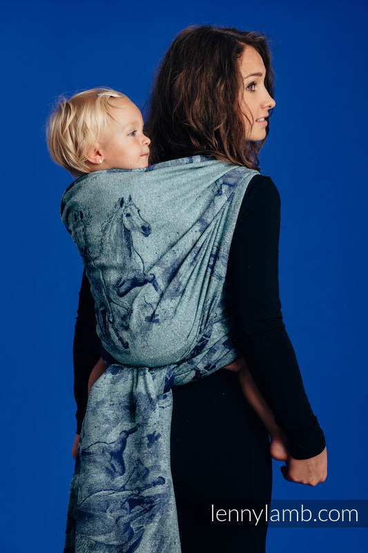 Écharpe, jacquard- (62% Coton, 38%  Soie) - GALLOP - CHASING SERENITY - taille S #babywearing