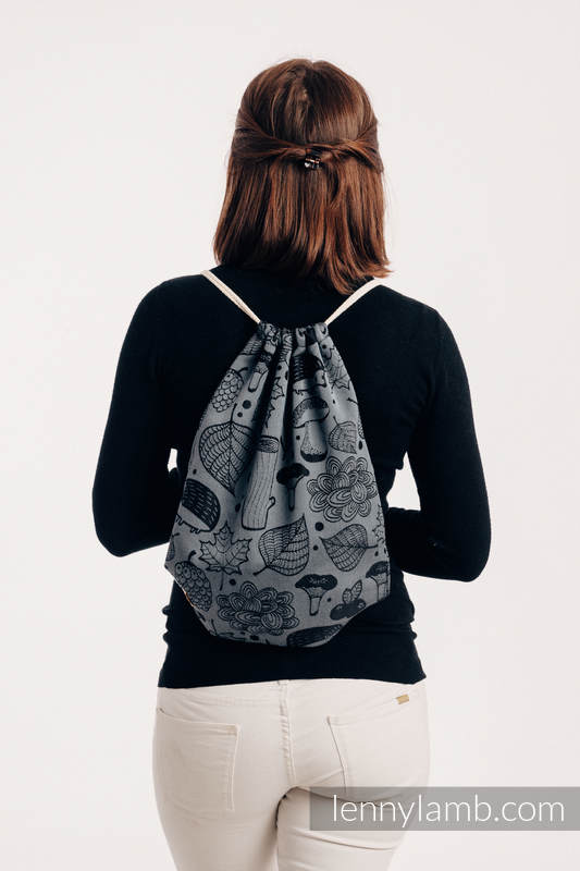 Sackpack made of wrap fabric (100% cotton) - UNDER THE LEAVES - NIGHT VENTURE - standard size 32cmx43cm #babywearing