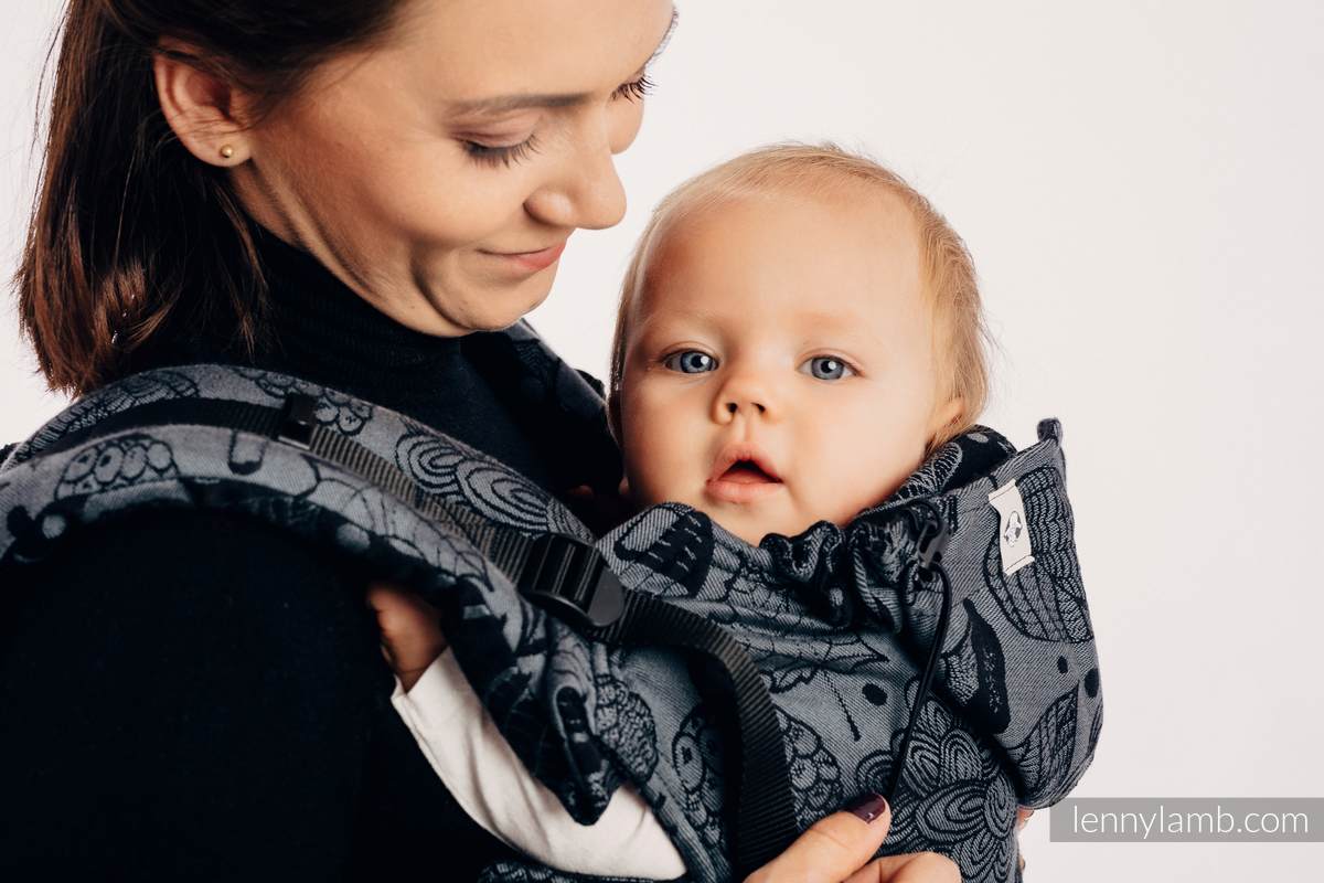 Ergonomic Carrier, Toddler Size, jacquard weave 100% cotton - UNDER THE LEAVES - NIGHT VENTURE- Second Generation #babywearing