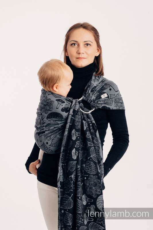 Żakardowa chusta kółkowa do noszenia dzieci, bawełna, ramię bez zakładek - POD LIŚCIEM - NOCNA WYPRAWA - long 2.1m #babywearing