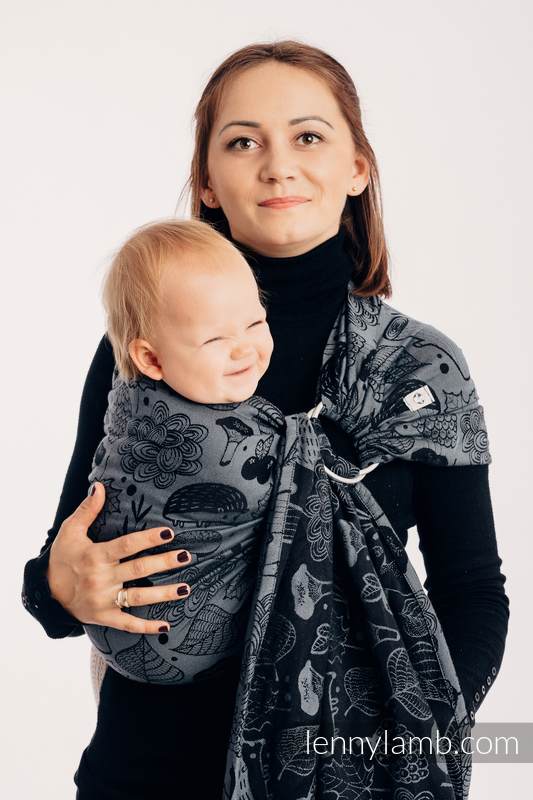 Żakardowa chusta kółkowa do noszenia dzieci, (100% bawełna), ramię bez zakładek - POD LIŚCIEM - NOCNA WYPRAWA - standard 1.8m #babywearing