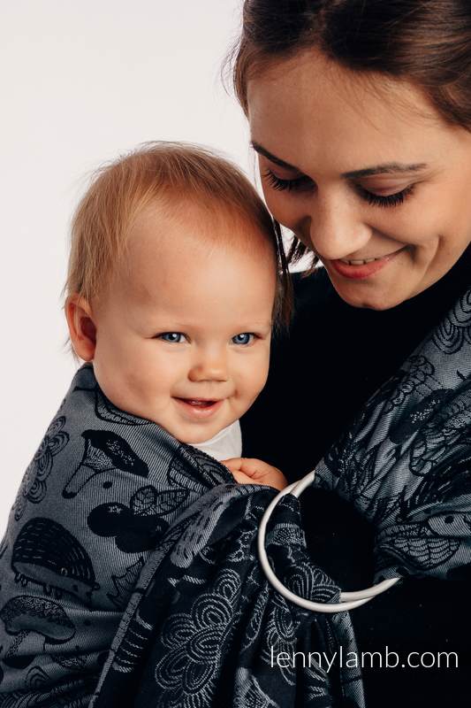 Żakardowa chusta kółkowa do noszenia dzieci, bawełna - POD LIŚCIEM - NOCNA WYPRAWA - long 2.1m #babywearing