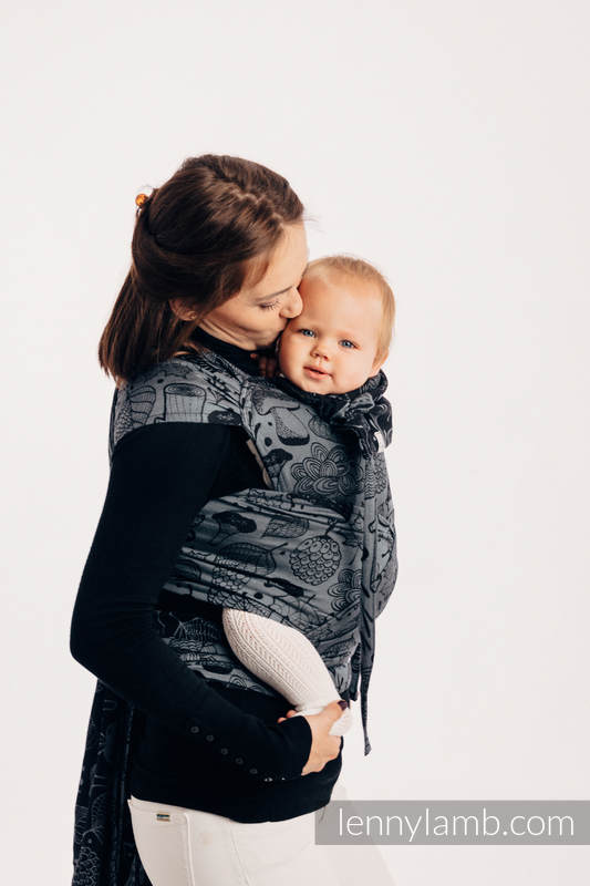 WRAP-TAI mini avec capuche, jacquard/ 100% coton / UNDER THE LEAVES - NIGHT VENTURE #babywearing