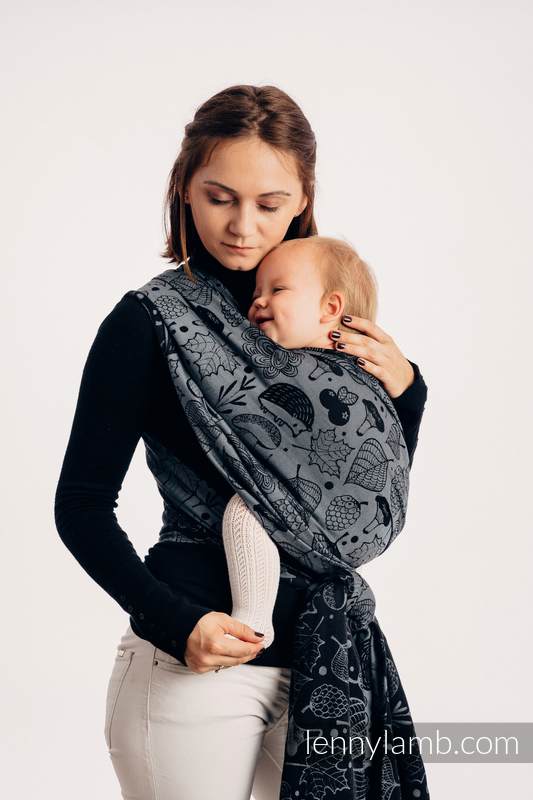 Baby Wrap, Jacquard Weave (100% cotton) - UNDER THE LEAVES - NIGHT VENTURE - size S #babywearing