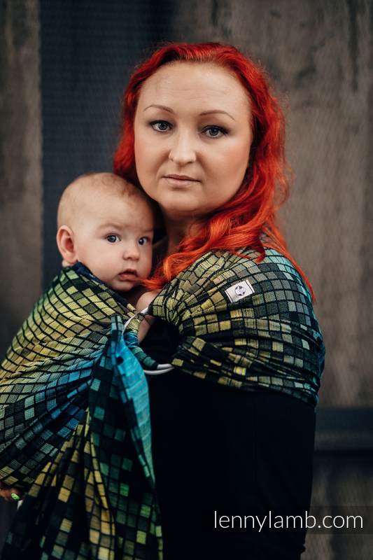 Żakardowa chusta kółkowa do noszenia dzieci,100% bawełna, ramię bez zakładek - MOZAIKA ŚLĄSKA - long 2.1m #babywearing