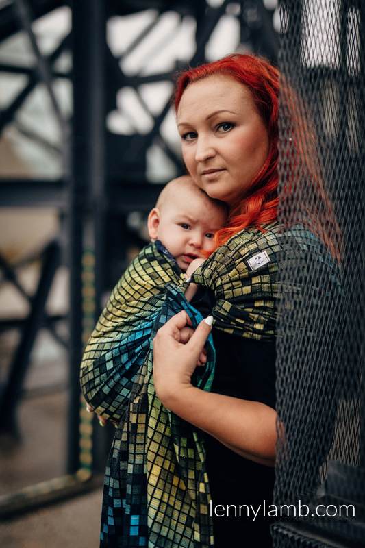 Żakardowa chusta kółkowa do noszenia dzieci,100% bawełna, ramię bez zakładek - MOZAIKA ŚLĄSKA - long 2.1m #babywearing