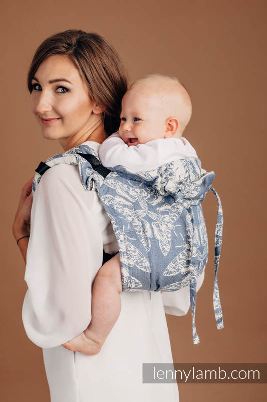 Lenny Buckle Onbuhimo baby carrier, Toddler size, jacquard weave (53% cotton, 33% linen, 14% tussah silk) - QUEEN OF THE NIGHT - TAMINO #babywearing