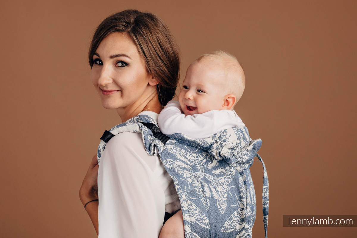 Lenny Buckle Onbuhimo baby carrier, Standard  size, jacquard weave (53% cotton, 33% linen, 14% tussah silk) - QUEEN OF THE NIGHT - TAMINO #babywearing