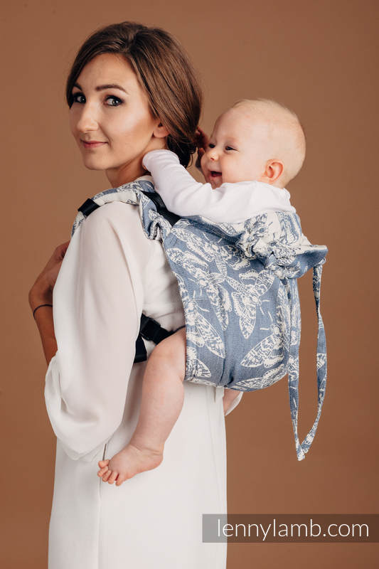 Lenny Buckle Onbuhimo baby carrier, Toddler size, jacquard weave (53% cotton, 33% linen, 14% tussah silk) - QUEEN OF THE NIGHT - TAMINO #babywearing