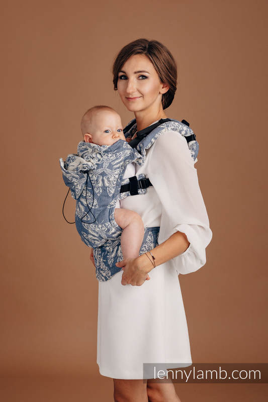 Ergonomic Carrier, Baby Size, jacquard weave (53% cotton, 33% linen, 14% tussah silk) - QUEEN OF THE NIGHT - TAMINO - Second Generation #babywearing