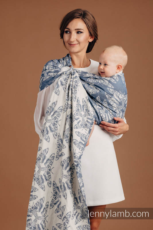 Żakardowa chusta kółkowa do noszenia dzieci, ramię bez zakładek, (53% bawełna, 33% len, 14% jedwab Tussah) - KRÓLOWA NOCY - TAMINO - standard 1.8m #babywearing