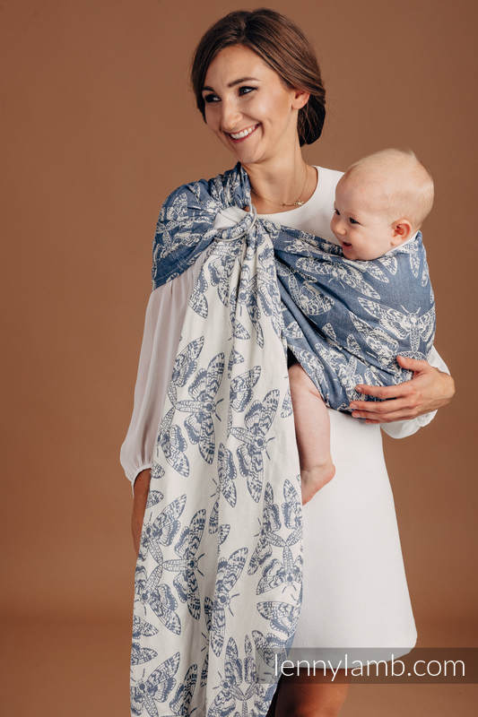 Ringsling, Jacquard Weave, with gathered shoulder (53% cotton, 33% linen, 14% tussah silk) - QUEEN OF THE NIGHT - TAMINO - standard 1.8m #babywearing