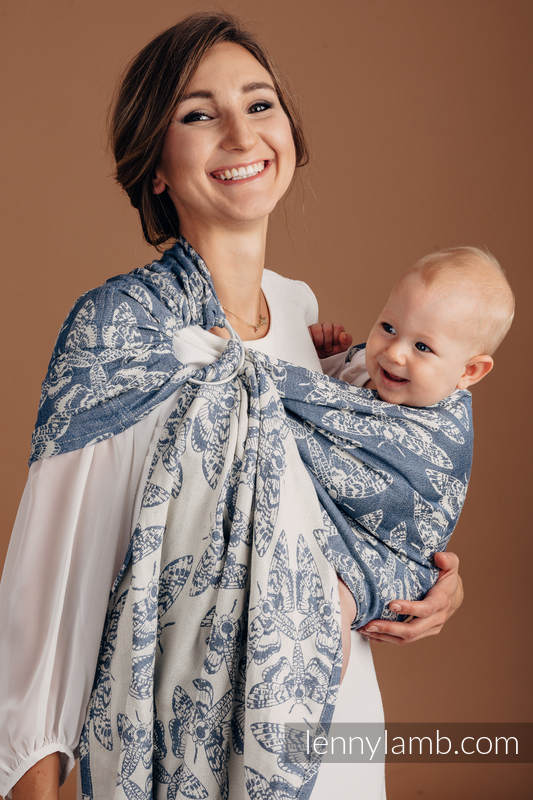 Ringsling, Jacquard Weave, with gathered shoulder (53% cotton, 33% linen, 14% tussah silk) - QUEEN OF THE NIGHT - TAMINO - long 2.1m (grade B) #babywearing