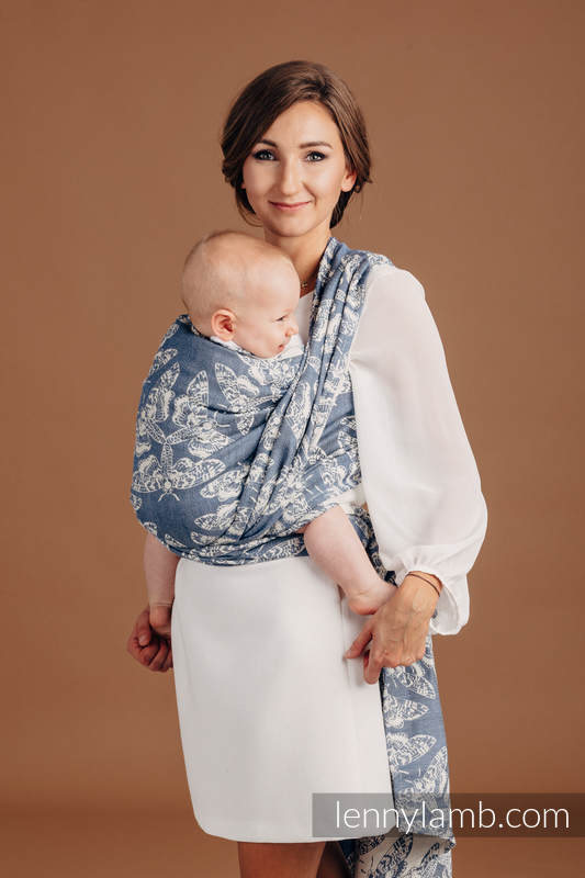 Żakardowa chusta do noszenia dzieci, (53% bawełna, 33% len, 14% jedwab Tussah) - KRÓLOWA NOCY - TAMINO - rozmiar L #babywearing