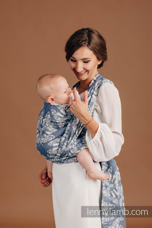 Żakardowa chusta do noszenia dzieci, (53% bawełna, 33% len, 14% jedwab Tussah) - KRÓLOWA NOCY - TAMINO - rozmiar S #babywearing