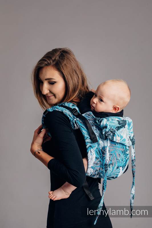 Lenny Buckle Onbuhimo baby carrier, toddler size, jacquard weave (100% cotton) - FLUTTERING DOVES  #babywearing