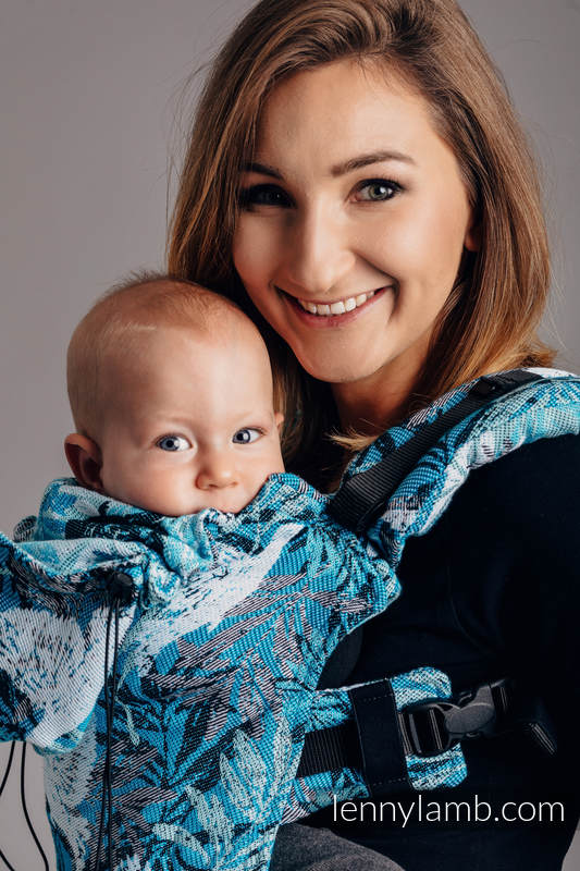 Ergonomic Carrier, Baby Size, jacquard weave 100% cotton - FLUTTERING DOVES - Second Generation #babywearing