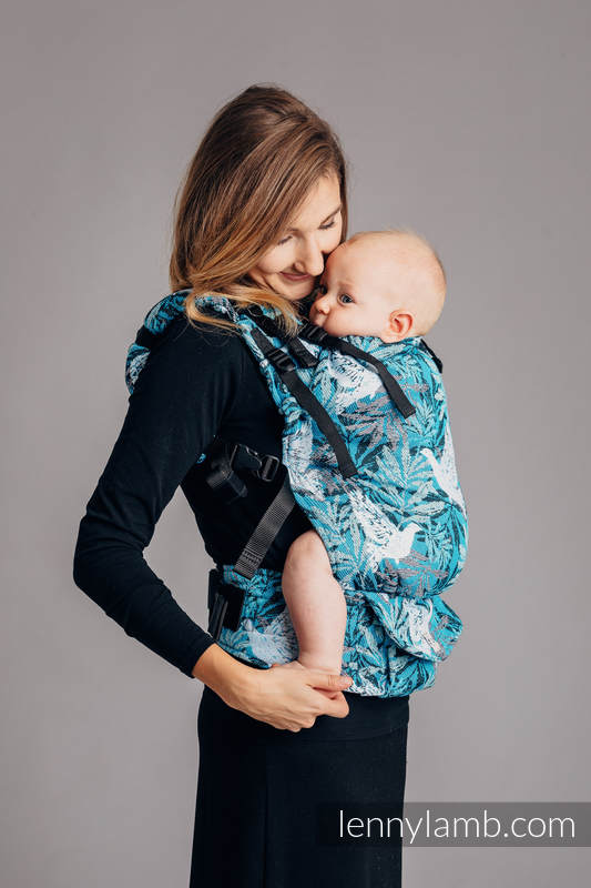Mochila LennyUp, talla estándar, tejido jaquard 100% algodón - conversión de fular FLUTTERING DOVES  #babywearing