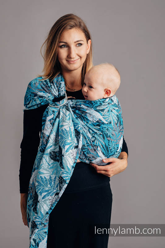 Sling, jacquard (100 % coton) - avec épaule sans plis - FLUTTERING DOVES - standard 1.8m #babywearing