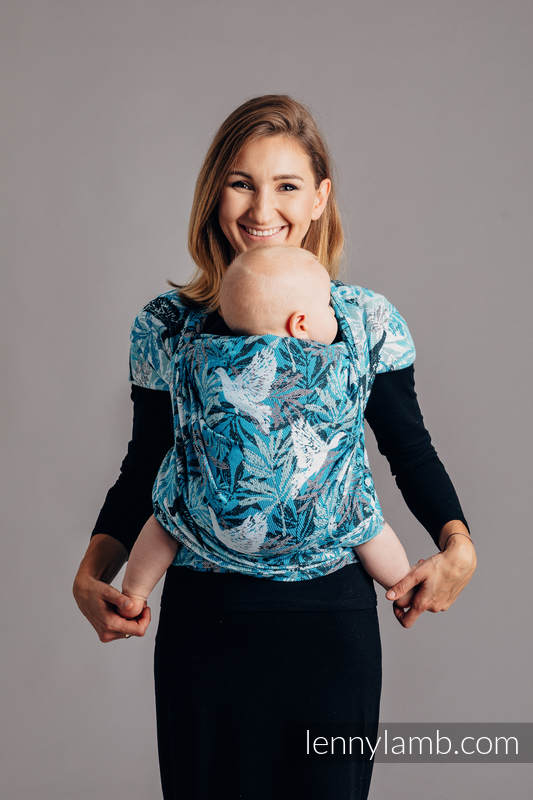 Żakardowa chusta do noszenia dzieci, bawełna - TRZEPOCZĄCE GOŁĘBIE- rozmiar XL #babywearing