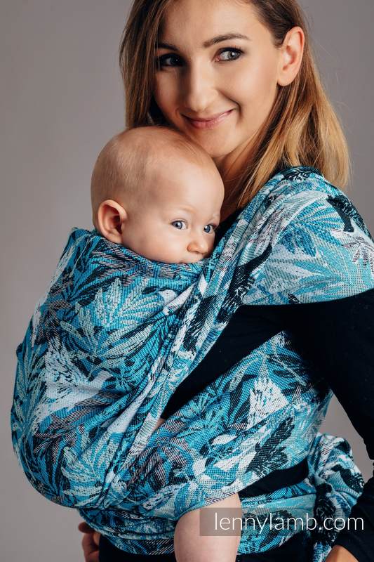 Żakardowa chusta do noszenia dzieci, bawełna - TRZEPOCZĄCE GOŁĘBIE- rozmiar XS #babywearing