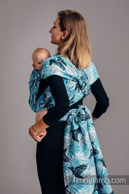 Żakardowa chusta do noszenia dzieci, bawełna - TRZEPOCZĄCE GOŁĘBIE- rozmiar XS #babywearing