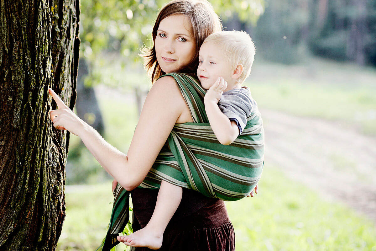 Chusta do noszenia dziecka, tkana splotem skośno-krzyżowym - Gałązka Mięty - rozmiar L #babywearing