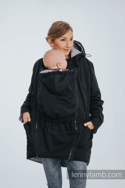Two-sided Babywearing Parka Coat - size 3XL - Black - Grey #babywearing
