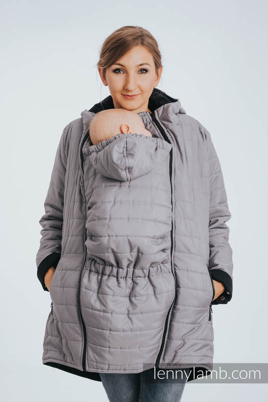 Dwustronna kurtka do noszenia - Parka - rozmiar M - Czarna - Szara #babywearing