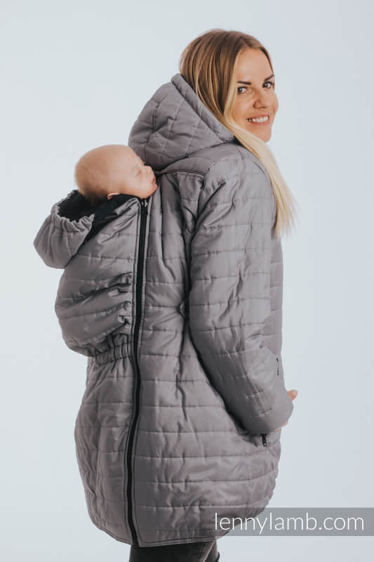 Dwustronna kurtka do noszenia - Parka - rozmiar 4XL - Czarna - Szara #babywearing