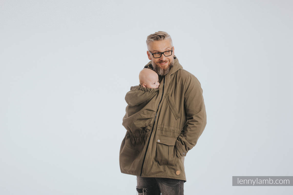 Beidseitig Parka Tragejacke - Größe L - Khaki - Schwarz #babywearing