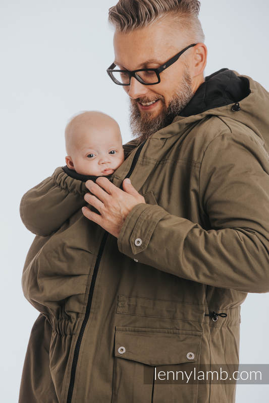 Two-sided Babywearing Parka Coat - size 4XL - Khaki - Black #babywearing
