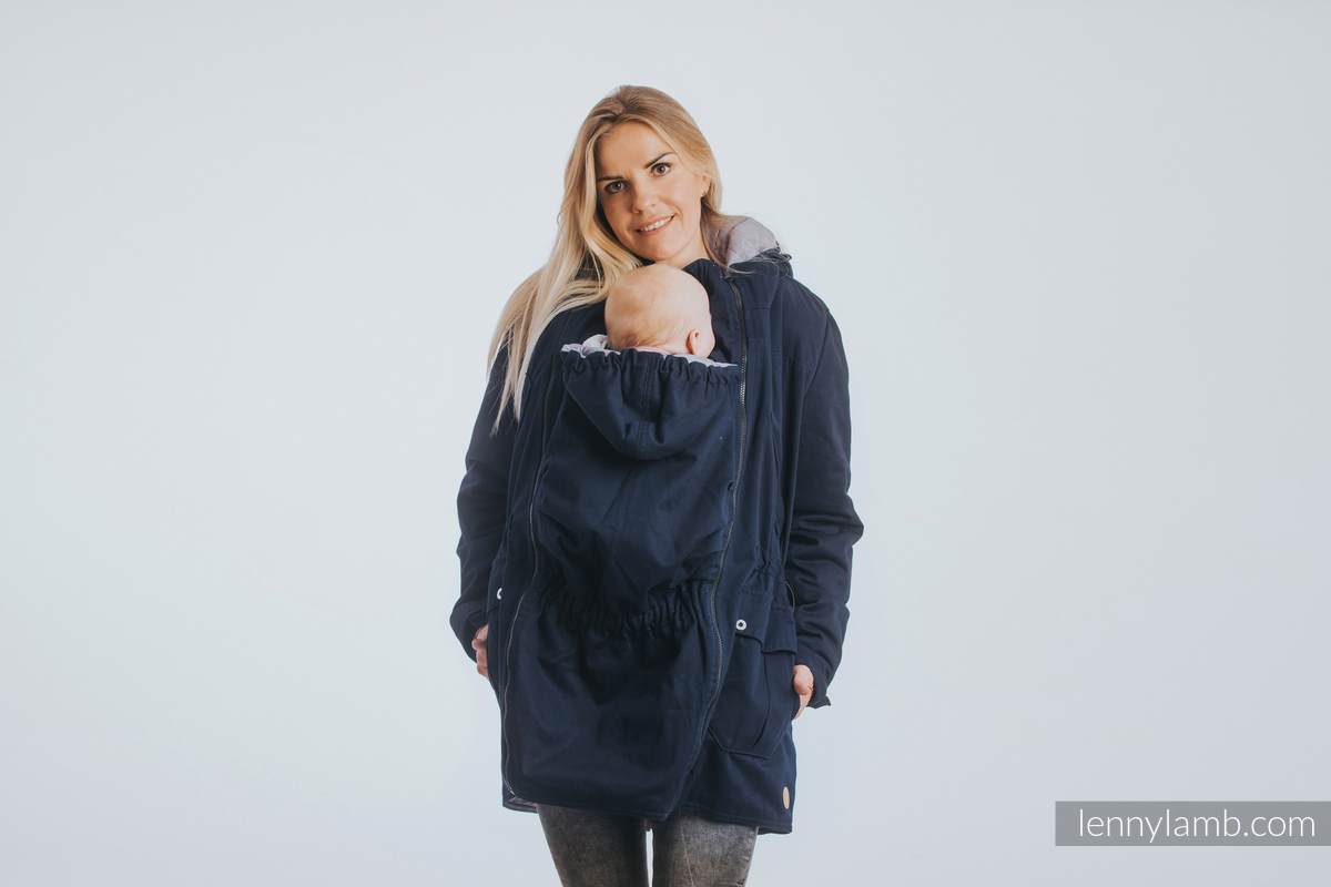 Two-sided Babywearing Parka Coat - size XS - Navy Blue - Grey #babywearing